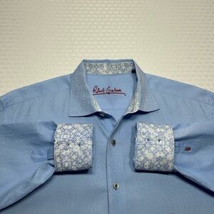 Robert Graham Light Blue Paisley Flip Cuff L/S Casual Dress Shirt Men's Large